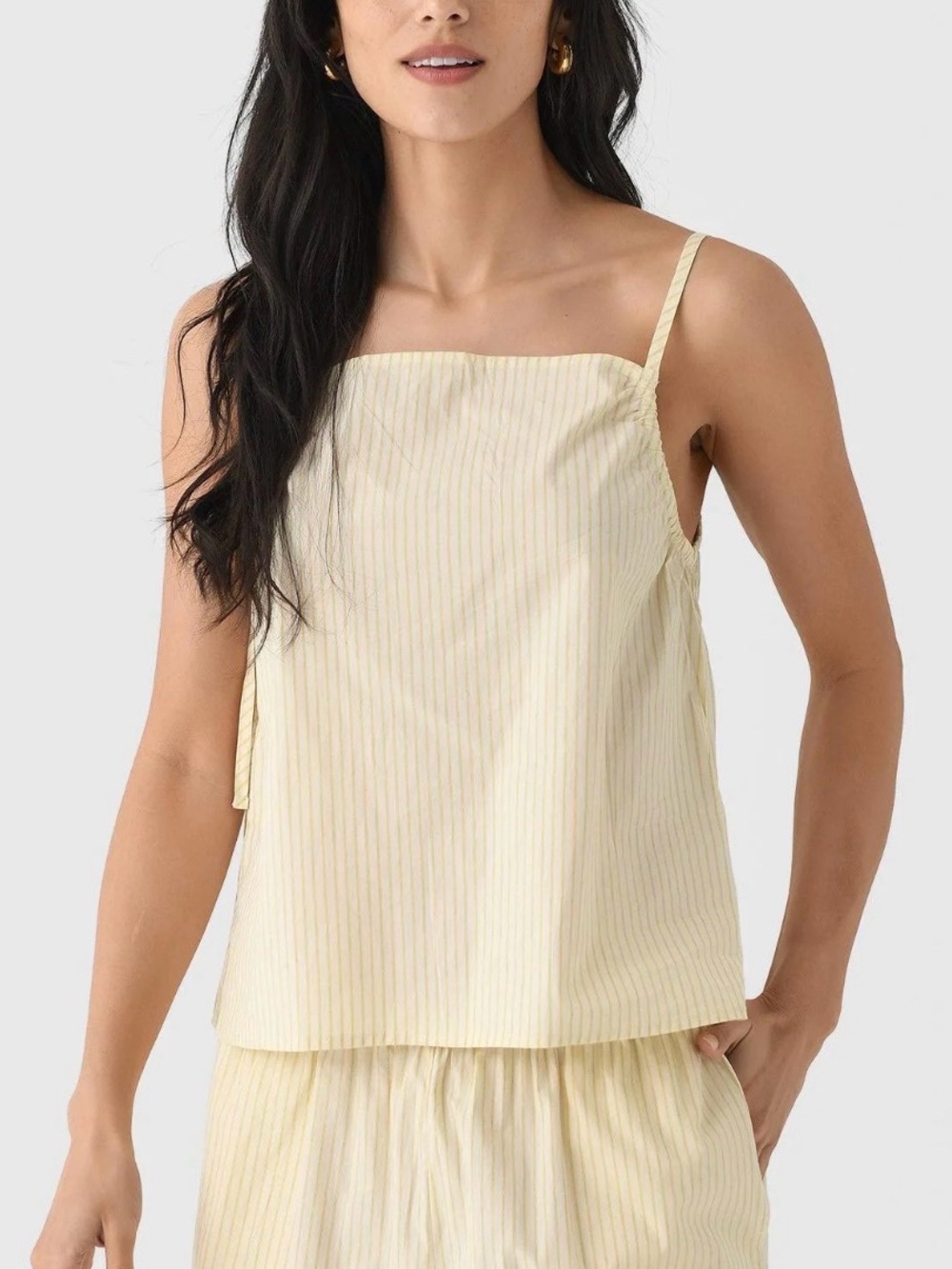 Deiji Studios Gathered Strap Top in Butter Yellow - size medium